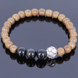Handmade Agarwood Bracelet Black Obsidian Tibetan Silver Lotus Prayer Meditation Mala MEN WOMEN DiyNotion A028