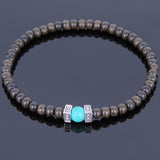 Handmade Agarwood Bracelet Turquoise Tibetan Silver Spacer Prayer Meditation Mala MEN WOMEN DiyNotion A029