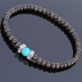 Handmade Agarwood Bracelet Turquoise Tibetan Silver Spacer Prayer Meditation Mala MEN WOMEN DiyNotion A029