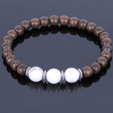 Handmade Agarwood Bracelet White Howlite Tibetan Silver Spacer Prayer Meditation Mala MEN WOMEN DiyNotion A030