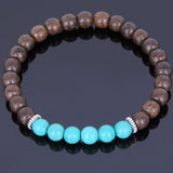 Handmade Agarwood Bracelet Turquoise Tibetan Silver Spacers Prayer Meditation Mala MEN WOMEN DiyNotion A016