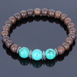 Handmade Agarwood Bracelet Turquoise Tibetan Silver Spacer Prayer Meditation Mala MEN WOMEN DiyNotion A031