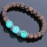 Handmade Agarwood Bracelet Turquoise Tibetan Silver Spacer Prayer Meditation Mala MEN WOMEN DiyNotion A031