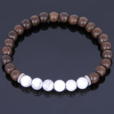 Handmade Agarwood Bracelet White Howlite Tibetan Silver Spacers Prayer Meditation Mala MEN WOMEN DiyNotion A017