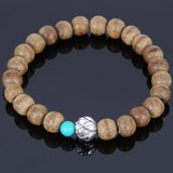 Handmade Agarwood Bracelet Turquoise Tibetan Silver Lotus Prayer Meditation Mala MEN WOMEN DiyNotion A019
