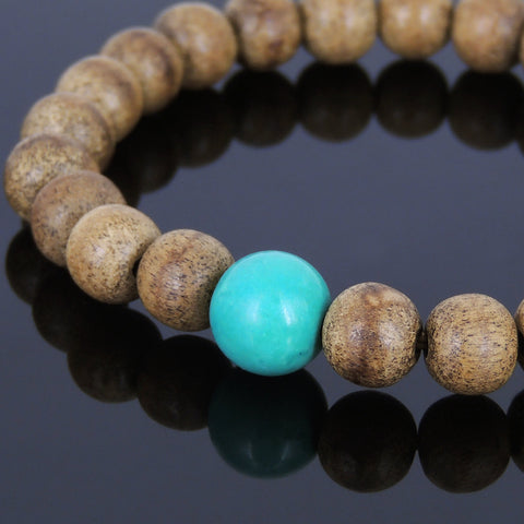 Handmade Agarwood Bracelet Turquoise Prayer Meditation Mala MEN WOMEN DiyNotion A020