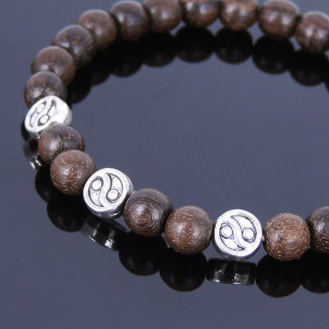 Handmade Agarwood Bracelet Tibetan Silver Taiji Bead Prayer Meditation Mala MEN WOMEN DiyNotion A022