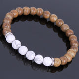 Handmade Agarwood Bracelet White Howlite Tibetan Silver Spacers Prayer Meditation Mala MEN WOMEN DiyNotion A024