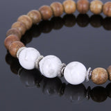 Handmade Agarwood Bracelet White Howlite Tibetan Silver Spacers Prayer Meditation Mala MEN WOMEN DiyNotion A026