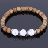 Handmade Agarwood Bracelet White Howlite Tibetan Silver Spacers Prayer Meditation Mala MEN WOMEN DiyNotion A026