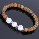 Handmade Agarwood Bracelet White Howlite Tibetan Silver Spacers Prayer Meditation Mala MEN WOMEN DiyNotion A026