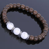Handmade Agarwood Bracelet White Howlite Tibetan Silver Spacer Prayer Meditation Mala MEN WOMEN DiyNotion A030
