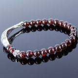 Garnet Bracelet Natural Grade AAA Gemstone 925 Sterling Silver Fish Charm DiyNotion Handmade BR007