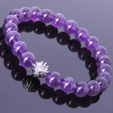 Handmade Men Women Gemstone Bracelet Amethyst 925 Sterling Silver Cross DiyNotion BR430