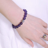 Handmade Men Women Gemstone Bracelet Amethyst 925 Sterling Silver Cross DiyNotion BR430