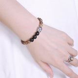 Men Women Agarwood Black Obsidian Bracelet 925 Sterling Silver Buddha Head DiyNotion BR439