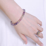 Men Women Purple Fluorite Bracelet Gemstone 925 Sterling Silver Spacers & Clasp DiyNotion BR440