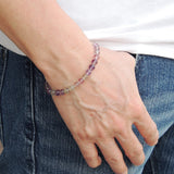 Men Women Purple Fluorite Bracelet Gemstone 925 Sterling Silver Spacers & Clasp DiyNotion BR440
