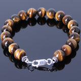 Men Women Tiger Eye Bracelet Gemstone 925 Sterling Silver Spacer & Clasp DiyNotion BR442