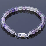 Men Women Purple Fluorite Bracelet Gemstone 925 Sterling Silver Spacers & Clasp DiyNotion BR440