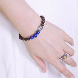 Men Women Red Agarwood Lapis Bracelet 925 Sterling Silver Buddha Head DiyNotion BR438