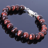 Men Women Tiger Eye Bracelet Gemstone 925 Sterling Silver Spacer & Clasp DiyNotion BR441