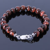 Men Women Tiger Eye Bracelet Gemstone 925 Sterling Silver Spacer & Clasp DiyNotion BR441