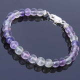 Men Women Purple Fluorite Bracelet Gemstone 925 Sterling Silver Spacers & Clasp DiyNotion BR440