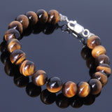 Men Women Tiger Eye Bracelet Gemstone 925 Sterling Silver Spacer & Clasp DiyNotion BR442