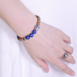 Men Women Agarwood Lapis Bracelet 925 Sterling Silver Buddha Head DiyNotion BR437
