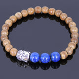Men Women Agarwood Lapis Bracelet 925 Sterling Silver Buddha Head DiyNotion BR437