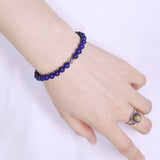 Men's Women Lapis Sterling Silver Bracelet 925 Cross Bead Gemstone DiyNotion Handmade BR312