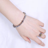Men/Women Stretchable Bracelet 6mm Labradorite Gemstone S925 Sterling Silver Cross Beads DiyNotion BR307