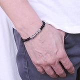 Men's Women Matte Black Onyx Sterling Silver Bracelet 925 Celtic Lucky Charm DiyNotion Handmade BR304