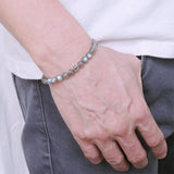 Men's Women Labradorite Sterling Silver Bracelet Gemstone 925 Cross Bead DiyNotion Handmade BR311