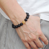 Men Women Golden Rutilated Quartz Matte Black Onyx Bracelet Healing Gemstone DiyNotion BR458