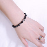Men Women Labradorite Black Obsidian Bracelet 925 Sterling Silver Spacers DiyNotion BR450