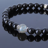 Men Women Labradorite Black Obsidian Bracelet 925 Sterling Silver Spacers DiyNotion BR450