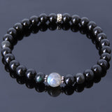 Men Women Labradorite Black Obsidian Bracelet 925 Sterling Silver Spacers DiyNotion BR450