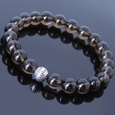 Men Women Smokey Quartz Bracelet Gemstone 925 Sterling Silver Bead DiyNotion BR455