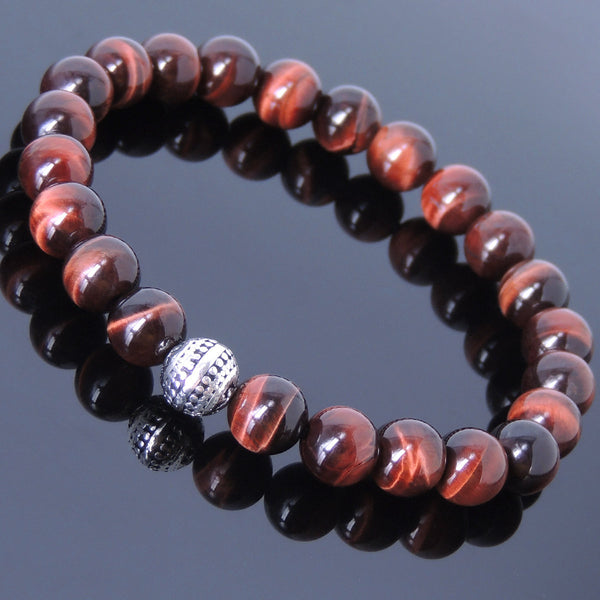 Men Women Tiger Eye Bracelet Gemstone 925 Sterling Silver Bead DiyNotion BR453