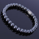 Men Women Hematite Bracelet Gemstone 925 Sterling Silver Marcasite Bead DiyNotion BR136E