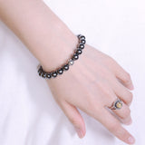 Men Women Hematite Bracelet Gemstone 925 Sterling Silver Round Bead DiyNotion BR457