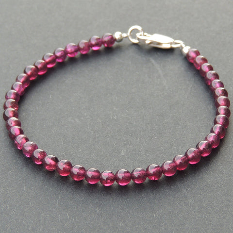 Men Women Purple Garnet Bracelet Natural AAA Gemstone 925 Sterling Silver Spacer Clasp DiyNotion BR460
