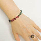 Handmade Tourmaline Sterling Silver Bracelet Muti-color Gemstone 925 Spacer DiyNotion BR086C