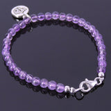 Men's Women Amethyst Sterling Silver Bracelet Gemstone 925 Lotus Pendant DiyNotion Handmade BR164