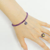 Men's Women Amethyst Sterling Silver Bracelet Gemstone 925 Lotus Pendant DiyNotion Handmade BR164