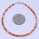 Red Carnelian Anklet Gemstone 925 Sterling Silver Spacer Clasp for Men Women DiyNotion Handmade AN015