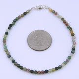 India Agate Anklet Gemstone 925 Sterling Silver Spacer Clasp for Men Women DiyNotion Handmade AN017