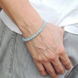 Men's Women Aquamarine Sterling Silver Bracelet Natural Gemstone 925 Spacer DiyNotion Handmade BR451